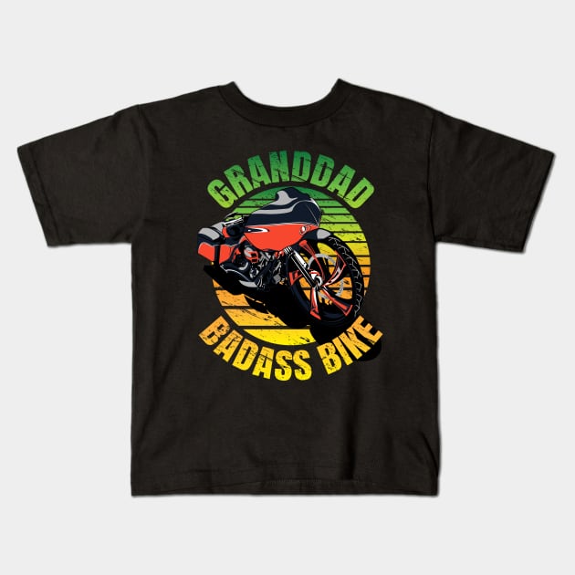 Granddad bass bike, cool biker granddad, biker granddad Kids T-Shirt by Lekrock Shop